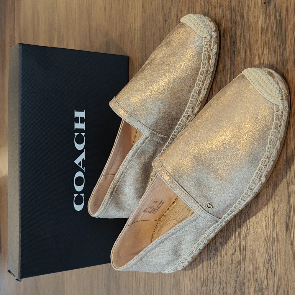 Coach Gold Espadrilles Size 11 New